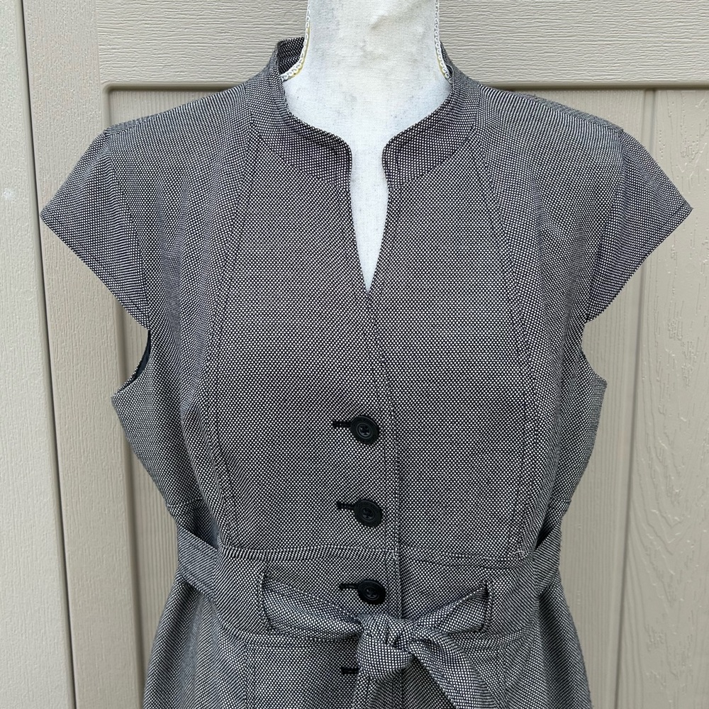 Calvin Klein Micro Plaid Black and White Career Button Down Dress. Size 14